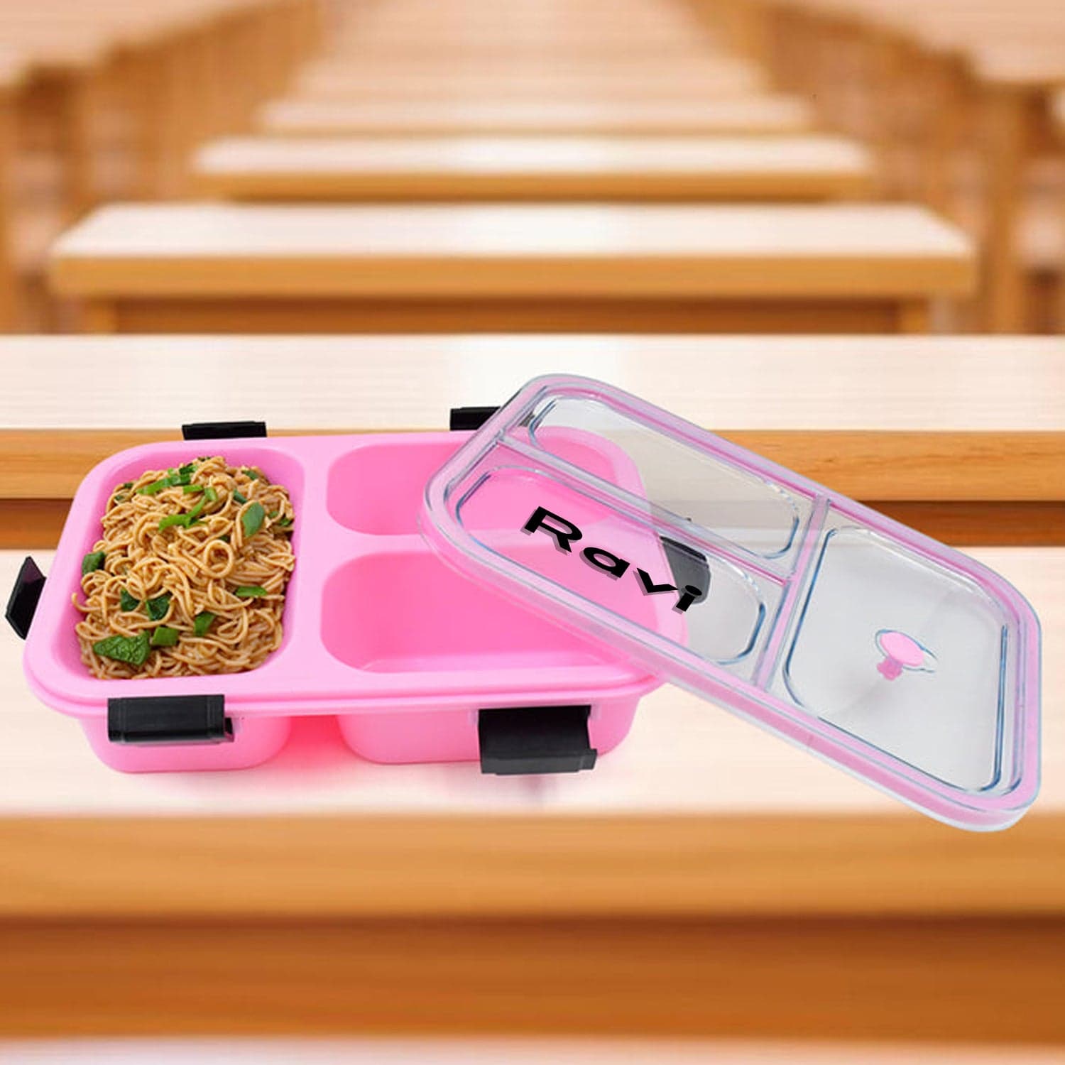 Plastic 3 Compartment Insulated Lunch Box, Lunch Box (1 Pc) thumbnail 8