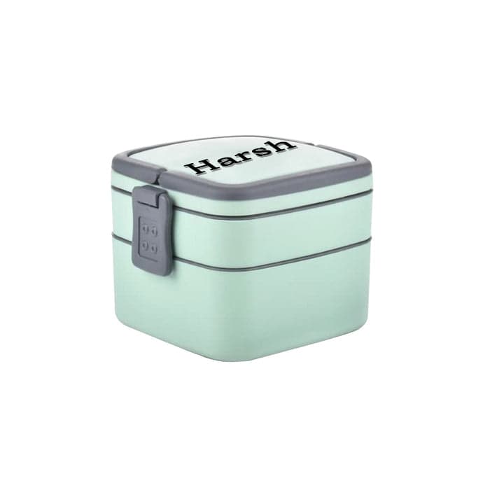 Green Double-Layer Portable Lunch Box Stackable With Carrying Handle And Spoon Lunch Box  thumbnail 8