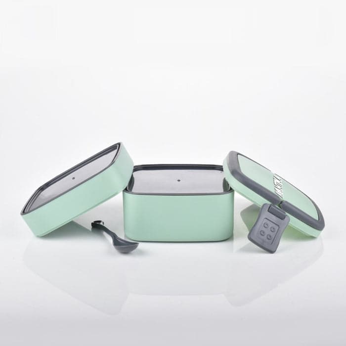 Green Double-Layer Portable Lunch Box Stackable With Carrying Handle And Spoon Lunch Box  thumbnail 16