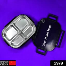 Black Transparent 4 Compartment Lunch Box For Kids And Adults ID-2979a