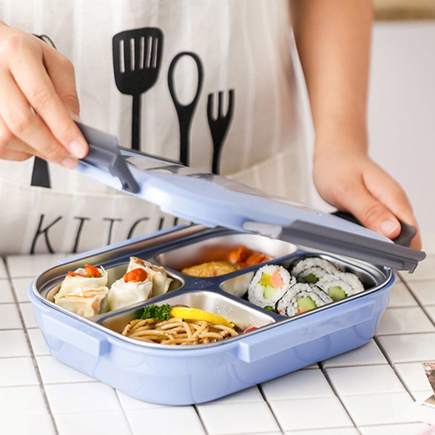 Black Transparent 4 Compartment Lunch Box For Kids And Adults ID-2979a thumbnail 7