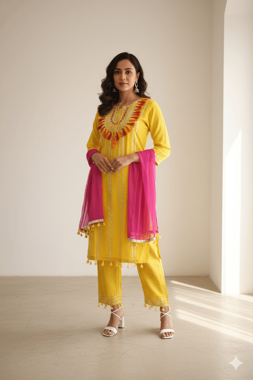 Women' Premium Rayon Embroidered Kurta Set With Trousers & Contrast Dupatta thumbnail 2