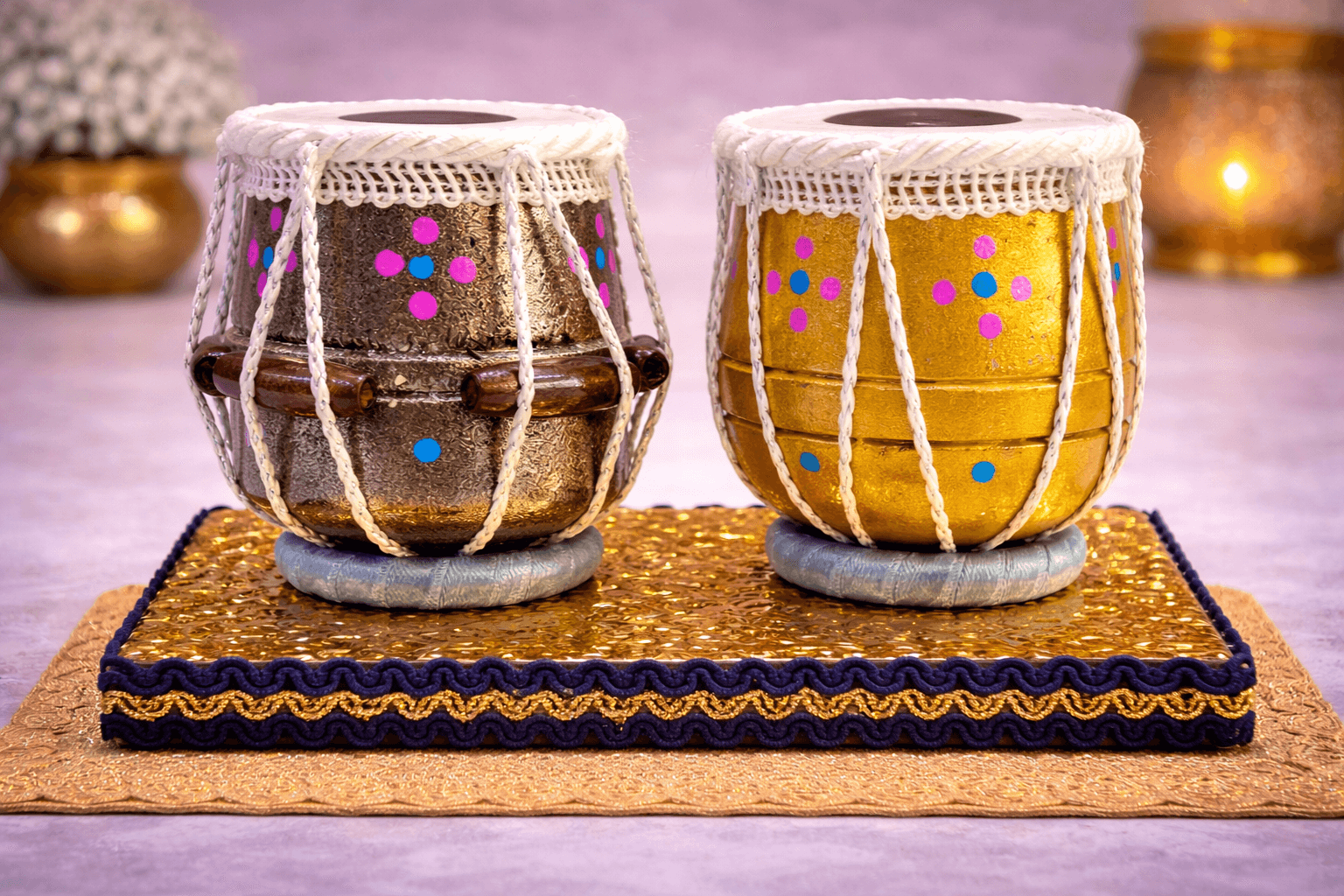 Handcrafted Miniature Tabla Set Showpiece