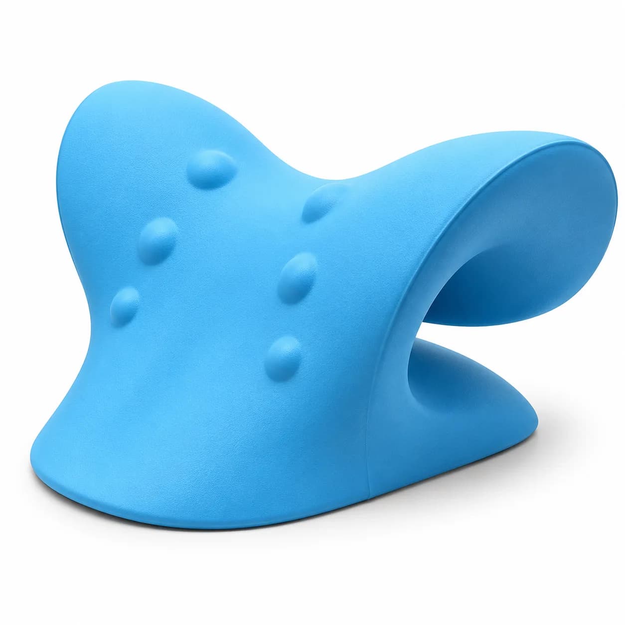 Blue Curved Cervical Neck Stretcher and Relaxer with Raised Massage Points