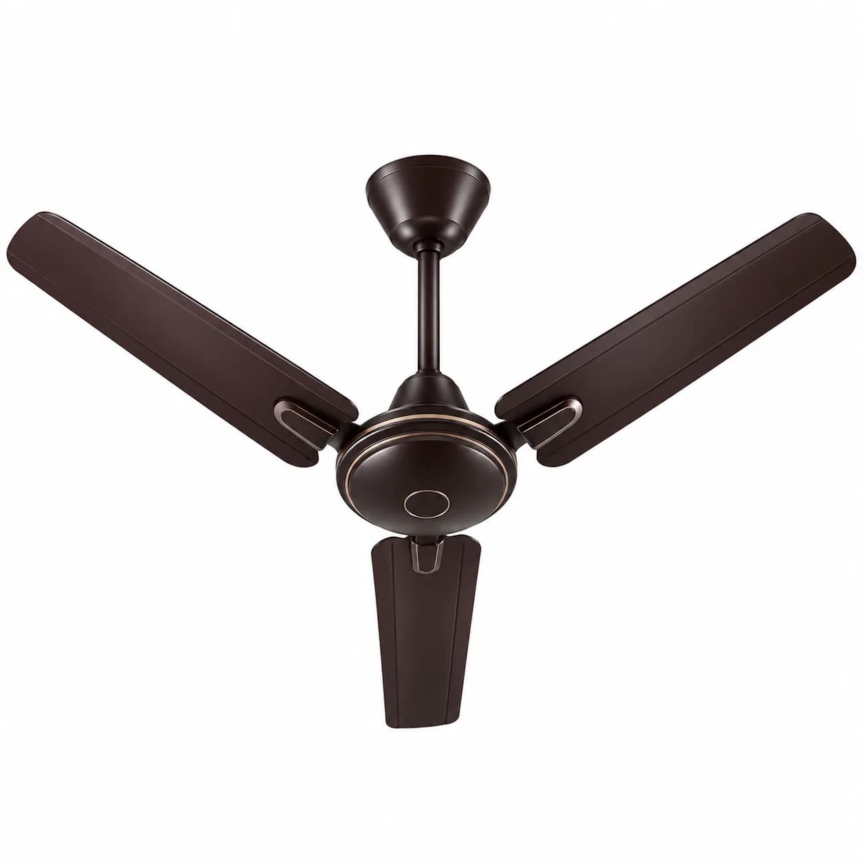 Dark Brown 1200 mm Three-Blade Ceiling Fan with Silver Accent Rings