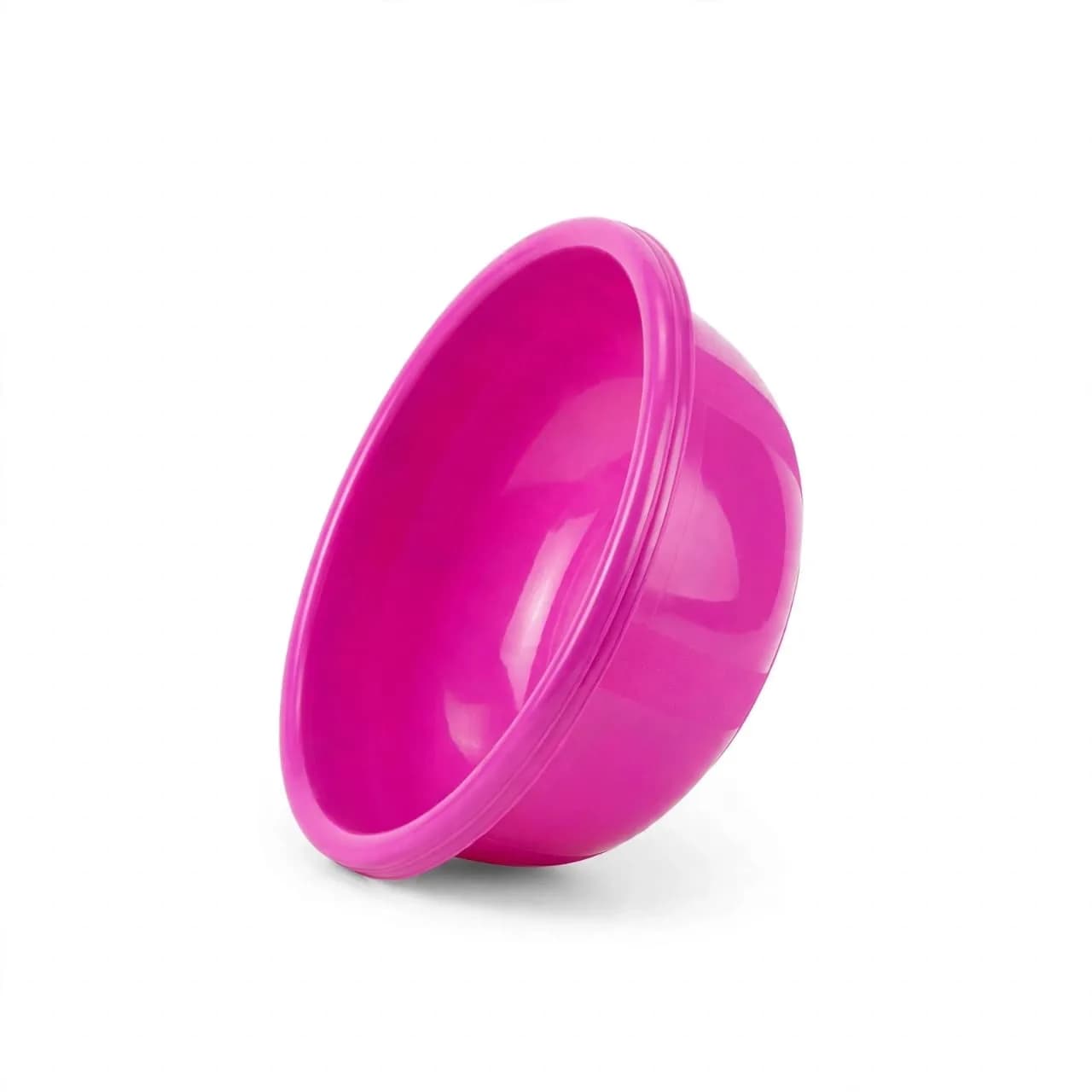 Round Plastic Serving Bowl with Smooth Interior and Raised Rim