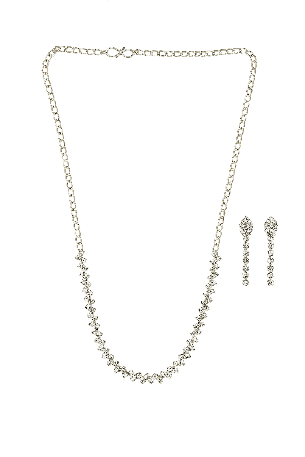 AzuraGems Rhodium-Plated Emerald Green, AD & Cubic Zirconia Studded Jewelry Set for Womens & Girls