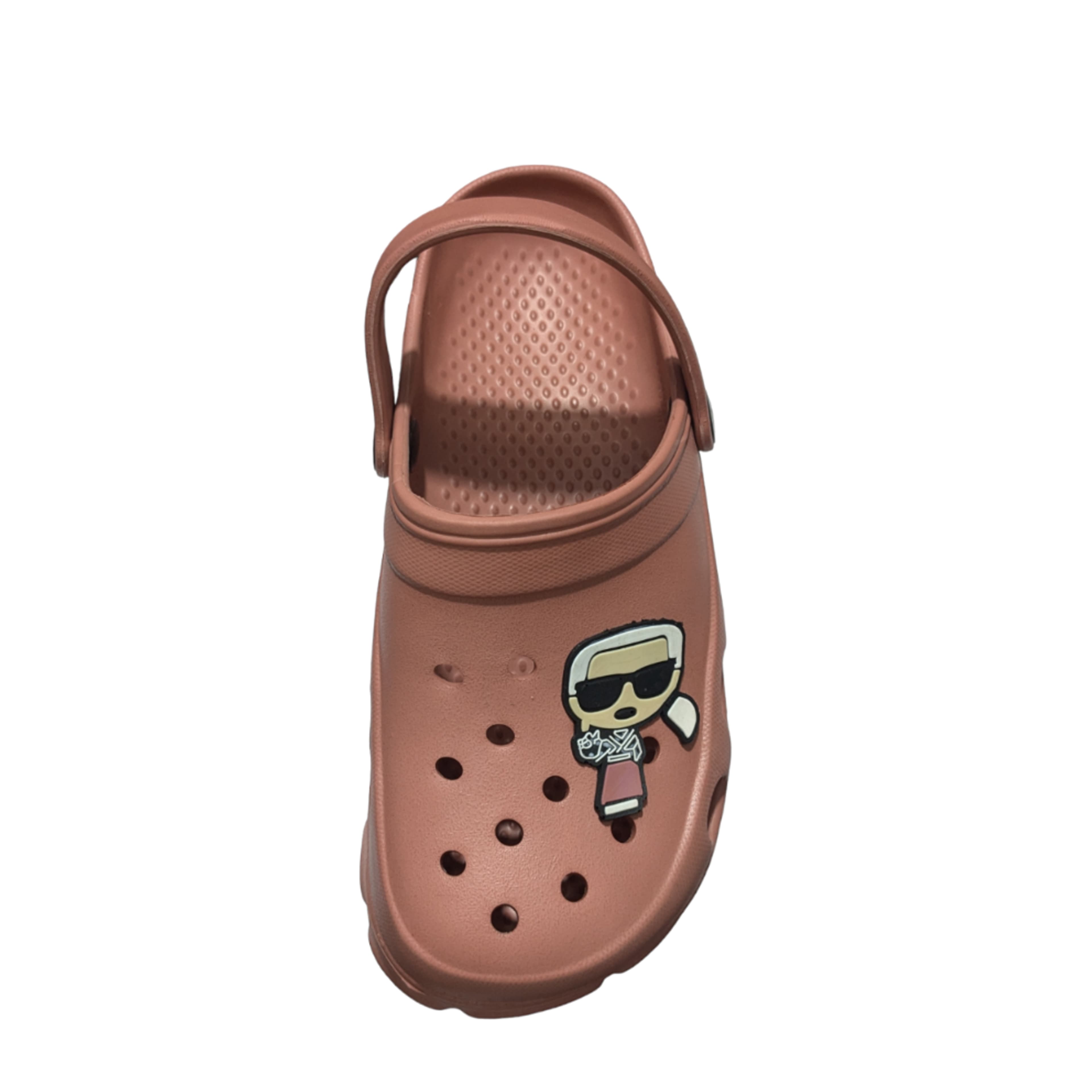 Men’s Cartoon Charm Perforated Clog Sandals with Pivoting Heel Strap