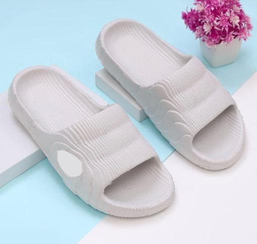 Men’s Open-Toe Molded Slide Slippers with Ribbed Strap