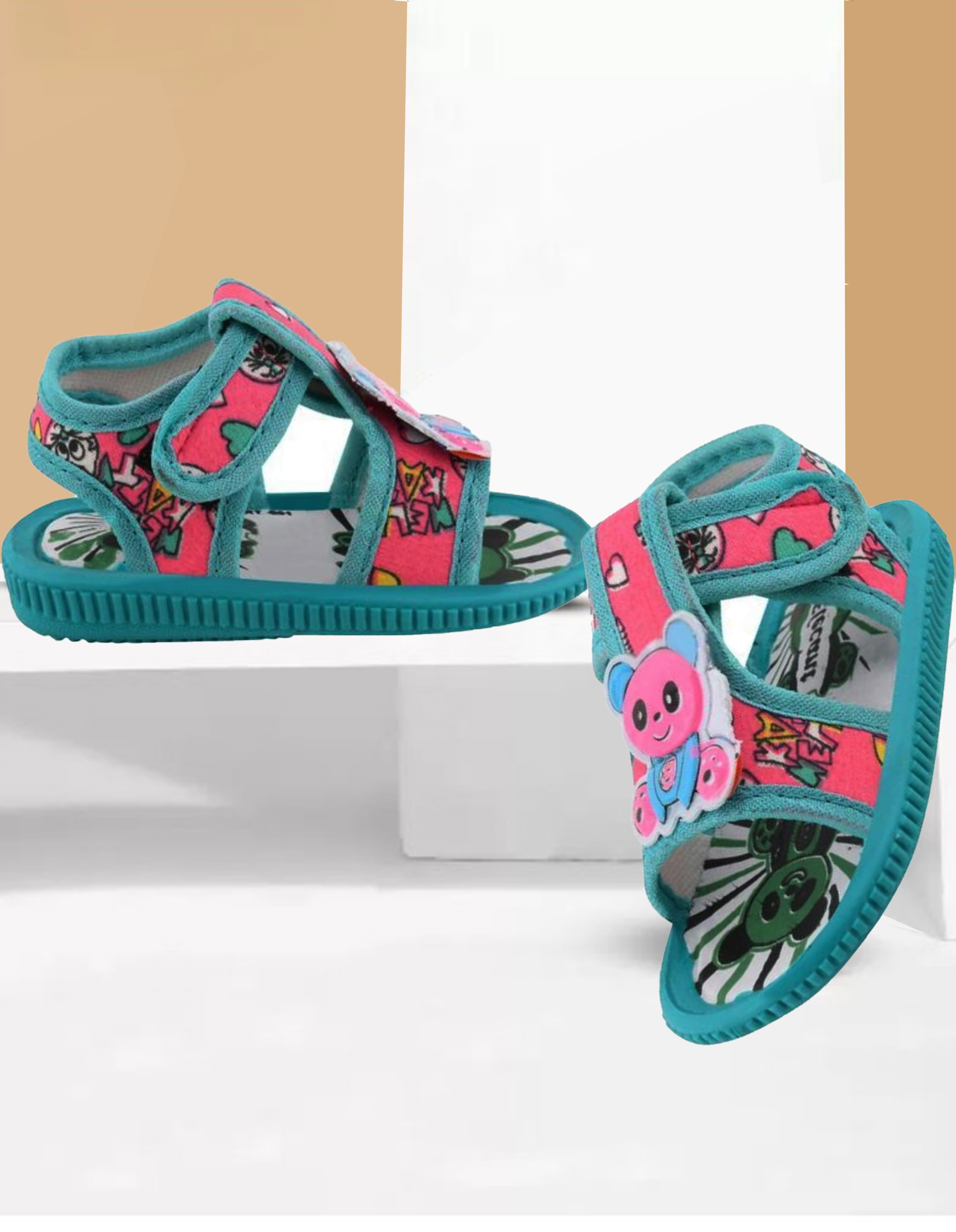 Toddler Open-Toe Cartoon Print Sandals with Hook-and-Loop Closure