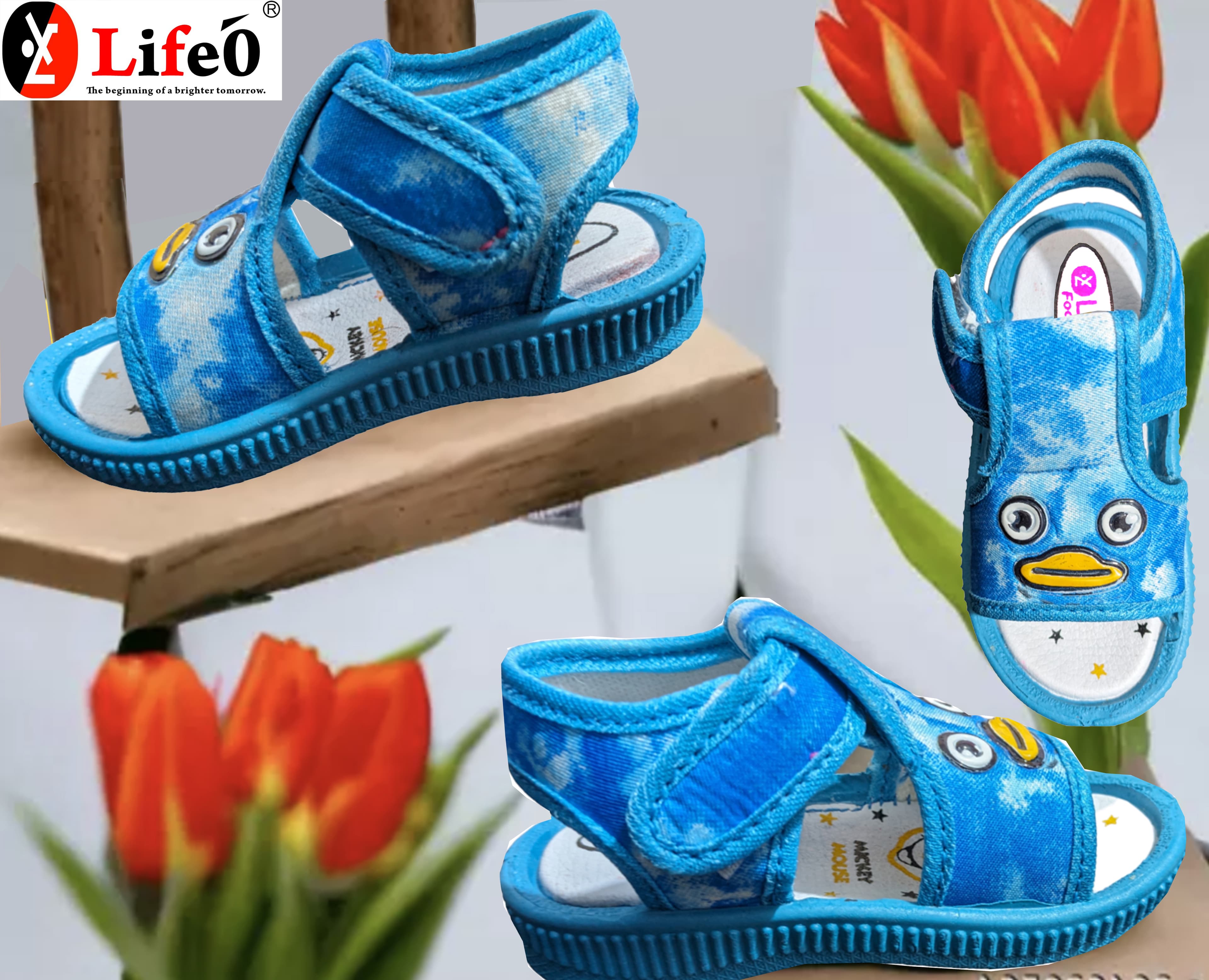 Infant Cartoon Face Open-Toe Sandals with Hook-and-Loop Ankle Strap