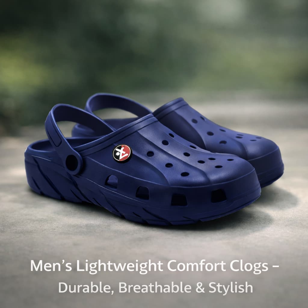 Men’s Ventilated Closed-Toe Clogs with Adjustable Heel Strap